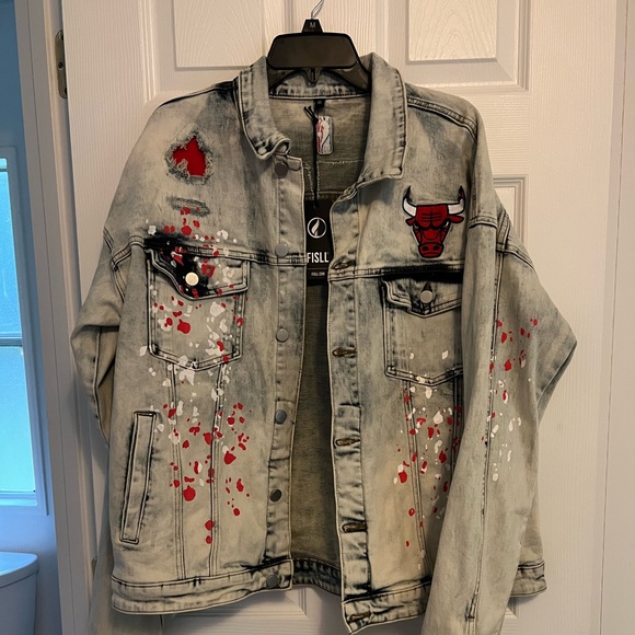 Chicago Bulls Jean Jacket FISLL DENIM - Picture 2 of 10